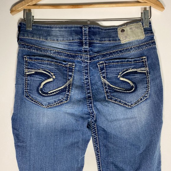 Silver Women Jeans Suki Mid Pencil Skinny Light Wash Blue Size 28x33 - Picture 9 of 14